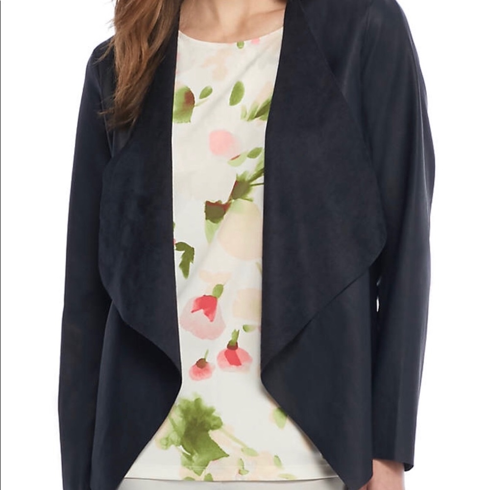 The Limited Faux Leather Drape Front Jacket
